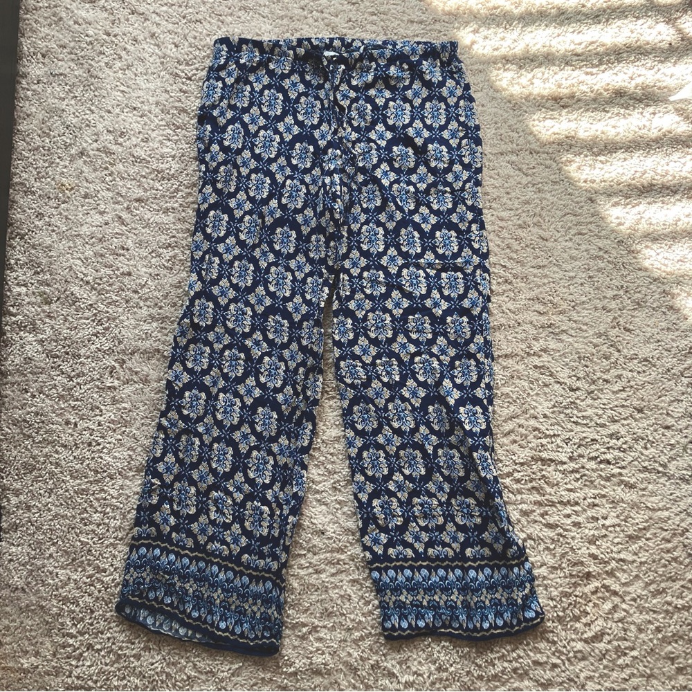 Max studio pants blue pattern Bohemian style size M wide leg